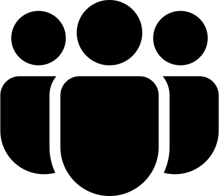 Icon of three people grouped together representing a team.